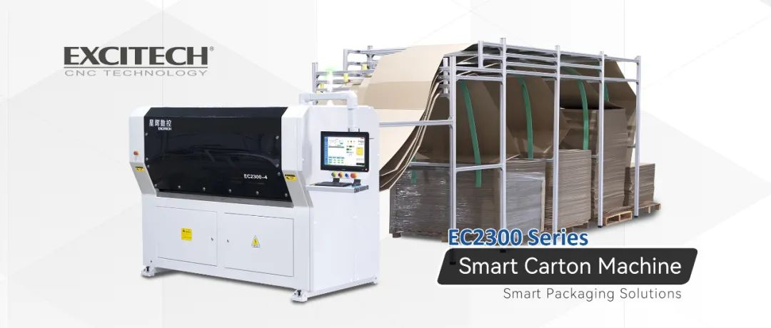 EXCITECH EC2300 kartoninių dėžių pjaustymo mašina baldų užsakymų pakavimui.