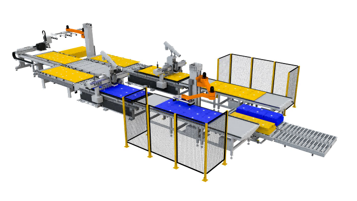 „Exitech“ lizdų ląstelė su robotu 5 cm regėjimo sugriebimu ir krovimu.